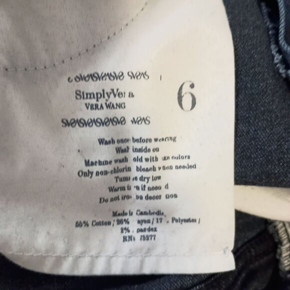 Simply Vera Vera Wang Jeans Women’s 6 Straight Leg Stretch Denim Blue 5 Pocket - Picture 2 of 8